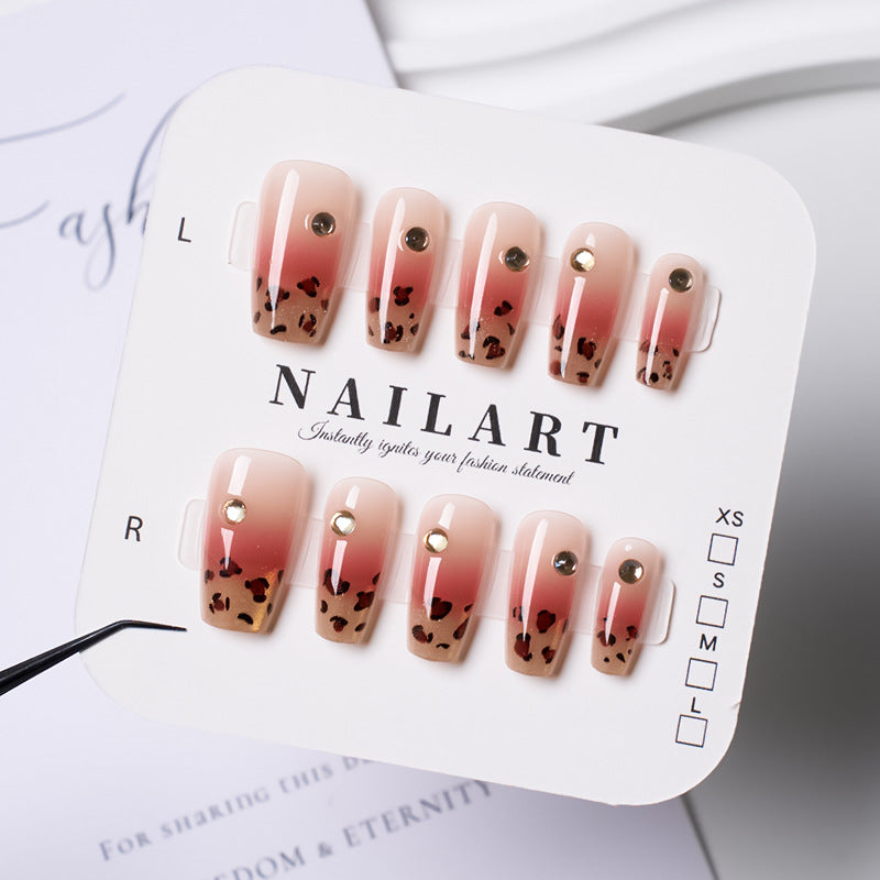 Künstlerische Ombre Leopard-Print Press-On Nägel Karnz