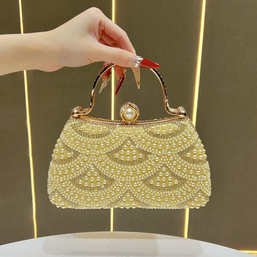 Vintage Perlenverzierte Handtasche