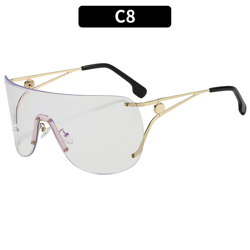 Damen visierartige Sonnenbrille mit elegantem Metallgestell Karnz