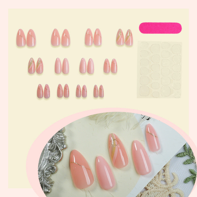 Elegantes Press-On-Nagelset mit Goldfolie-Akzenten Karnz