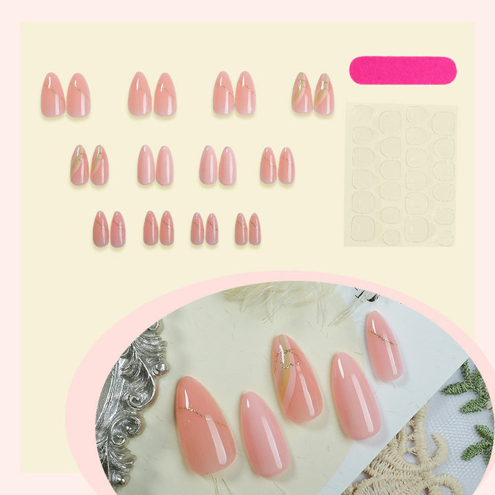 Elegantes Press-On-Nagelset mit Goldfolie-Akzenten Karnz