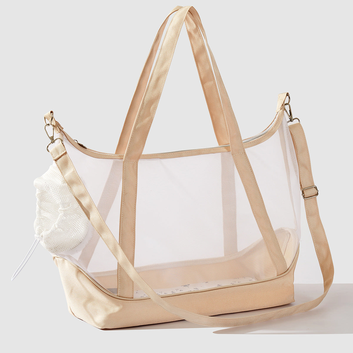 Damen transparente Strandtasche mit robusten Henkel und praktischem Innenfach Karnz