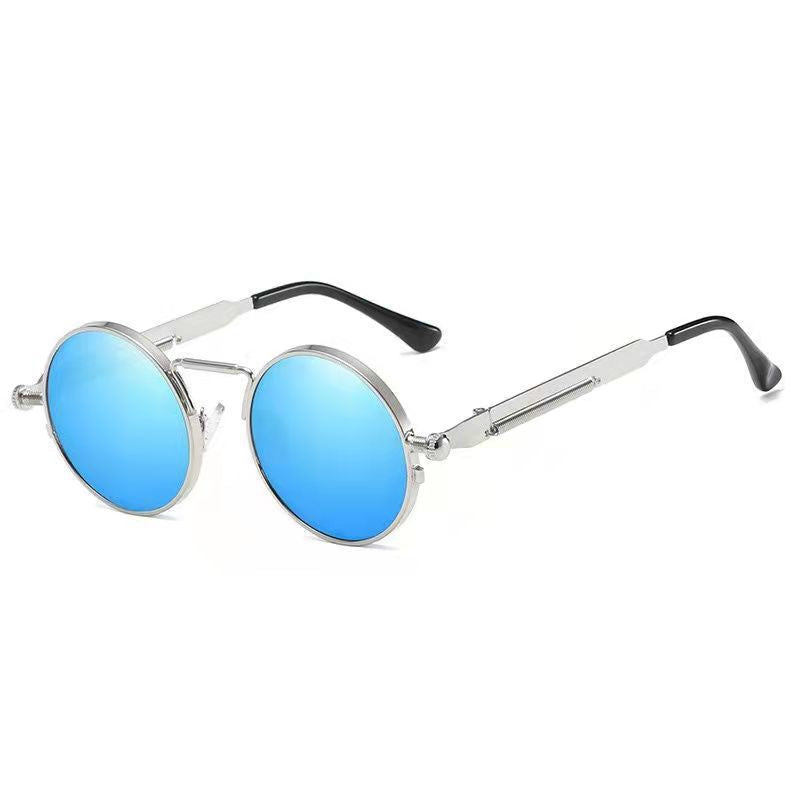 Damen Runde Metall-Sonnenbrille mit verspiegelten Gläsern Karnz