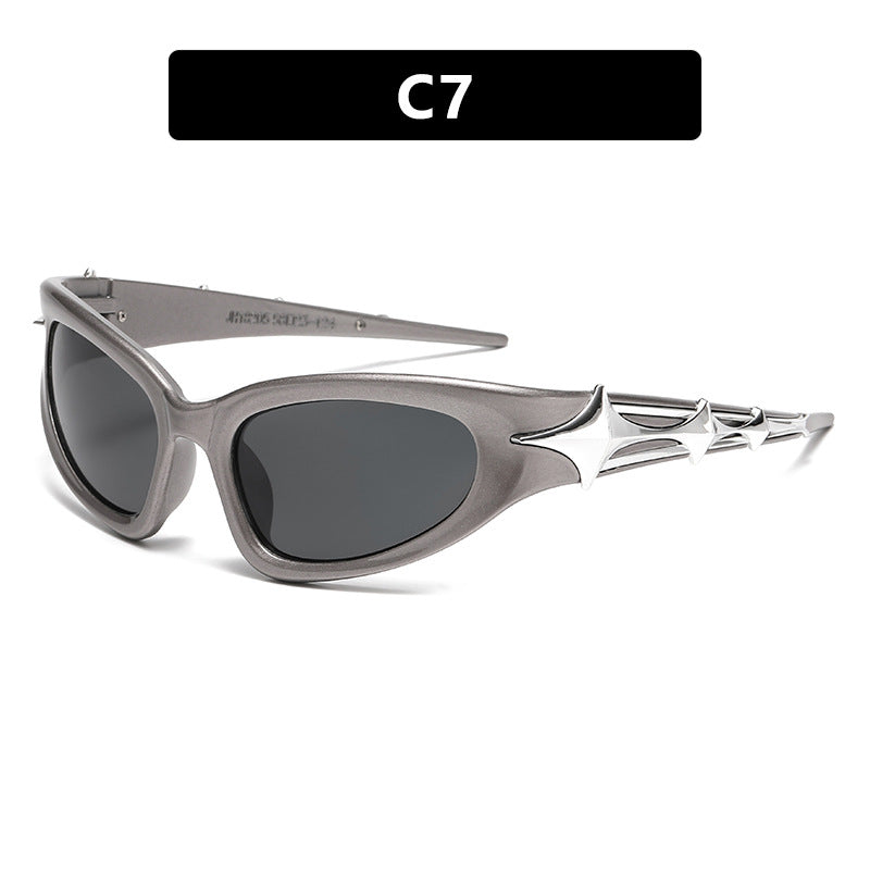 Damen futuristische Sonnenbrille mit einzigartigem Sternedesign Karnz