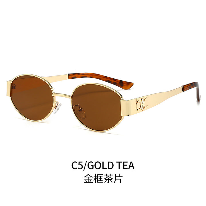 Damen Designer-Sonnenbrille mit elegantem ovalem Rahmen und einzigartigen Akzenten Karnz