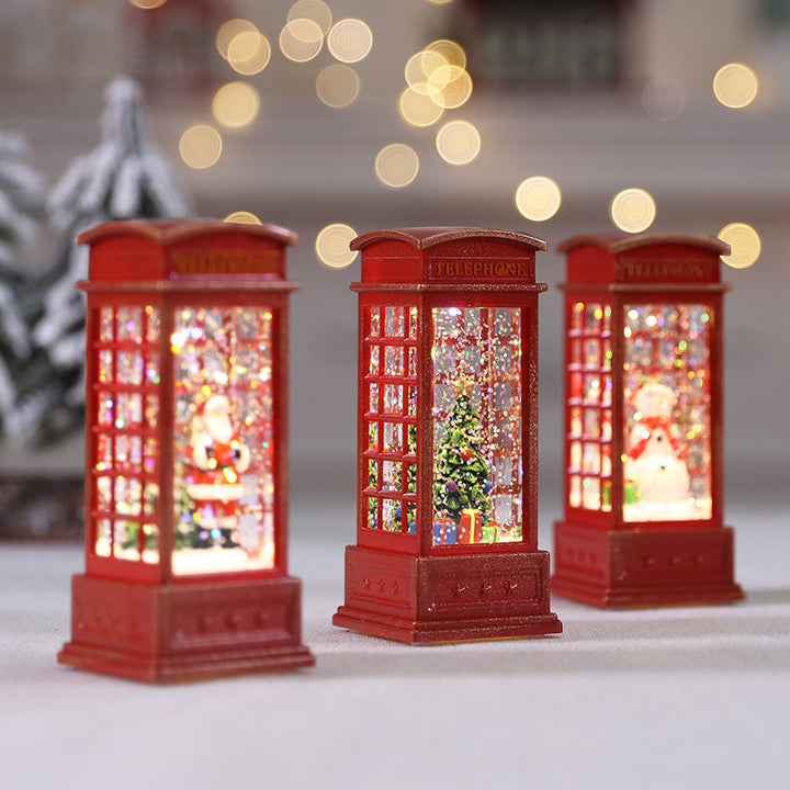 Weihnachtlich gestaltete Miniatur-Telefonzelle Dekoration