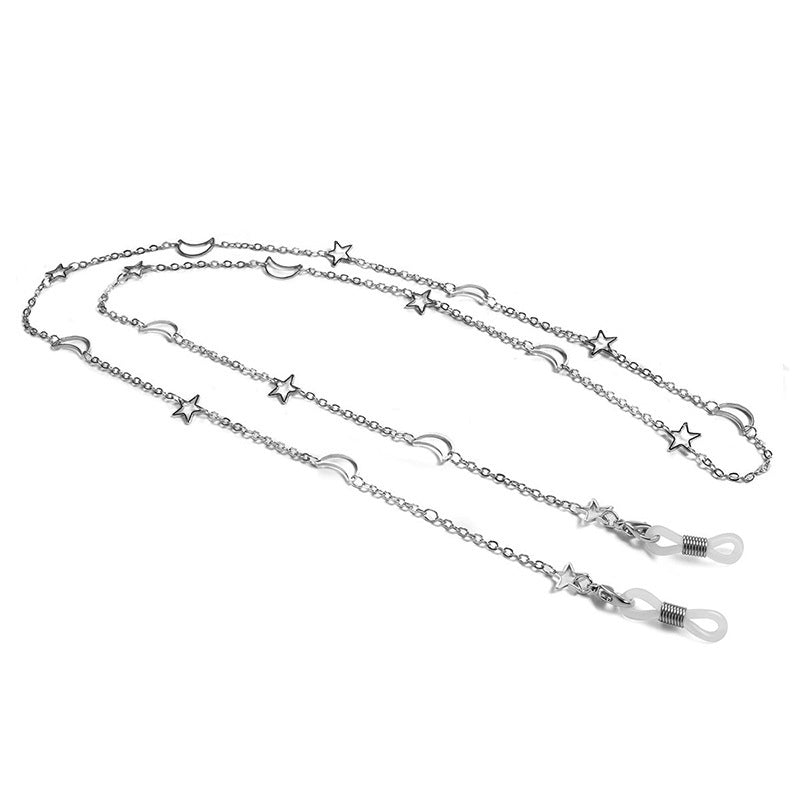 Modische Brillenhalterkette mit Stern- und Mondmotiven Karnz