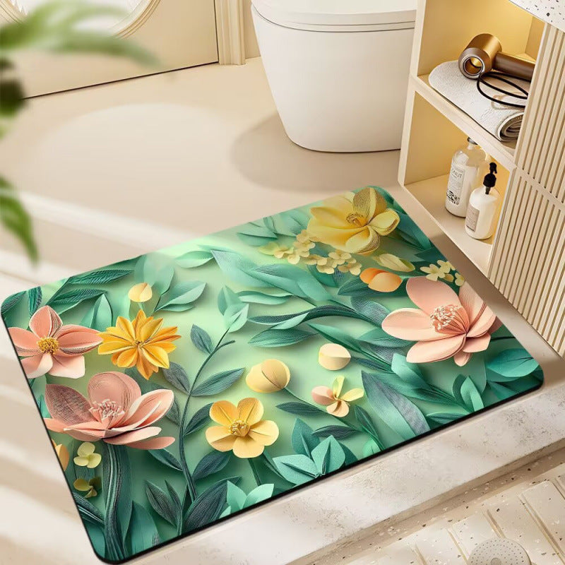 Floral-Themed Plüsch-Badematte