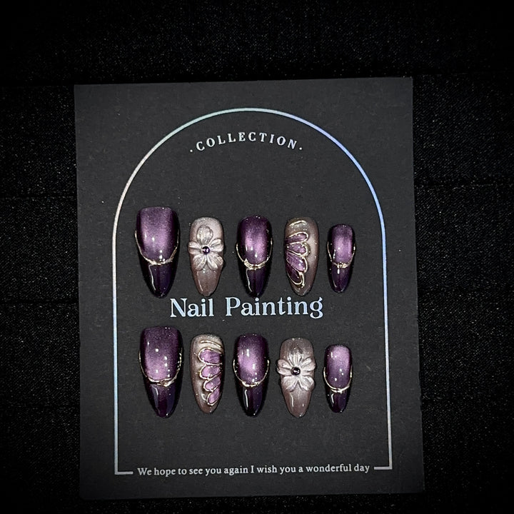 Elegante Blumen Design Press-On Nagel Set
