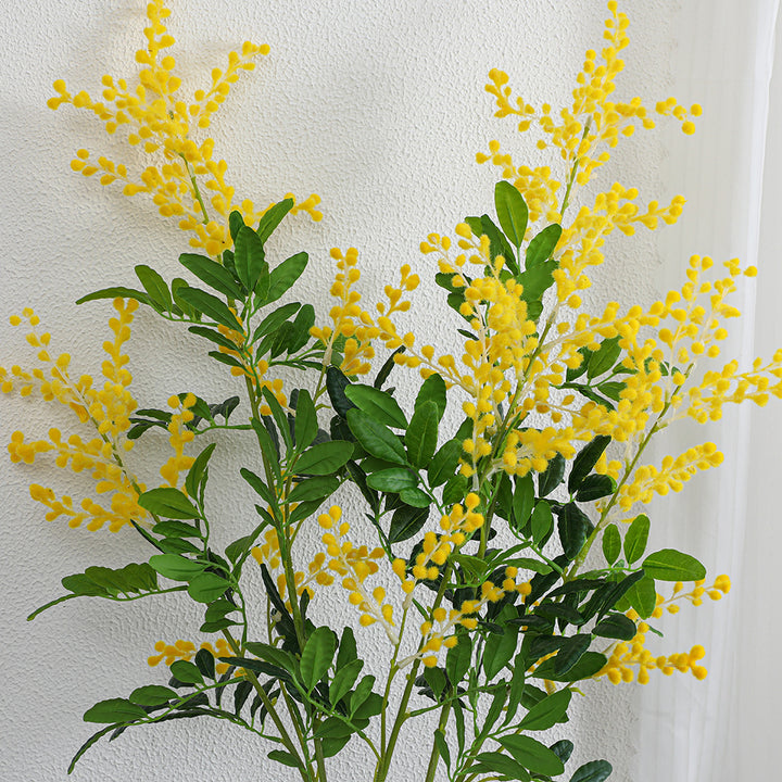 Künstlicher Mimosenzweig mit detaillierten Blüten und Blättern Karnz