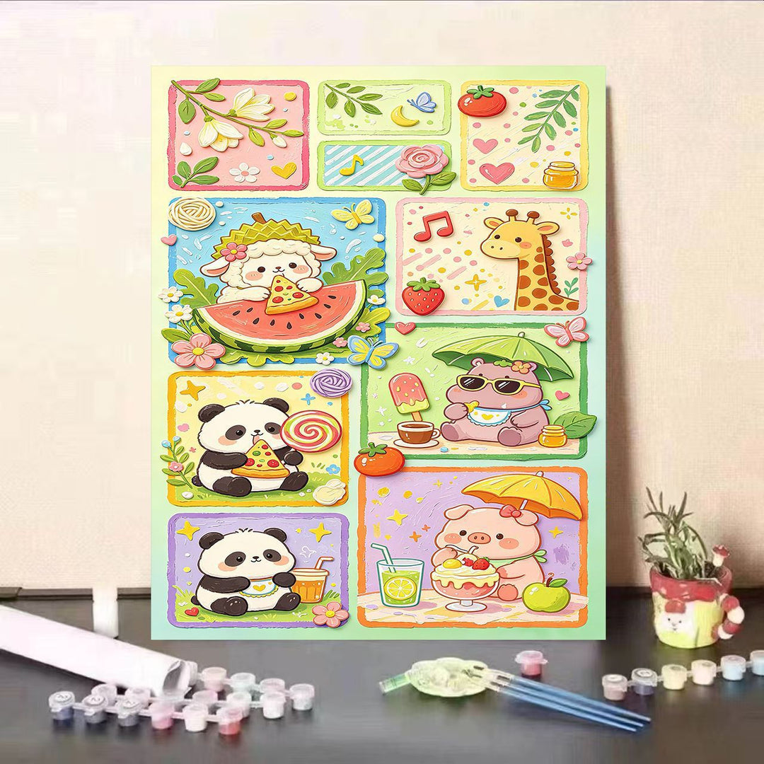 Buntes tierisches DIY Malen nach Zahlen Set Karnz