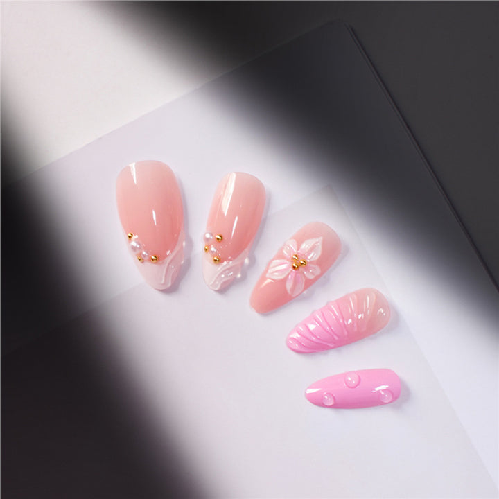 Künstlerisches 3D Blumen Press-On Nagelset Karnz