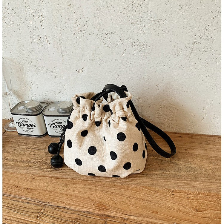 Polka Dot Zugband Schultertasche Karnz