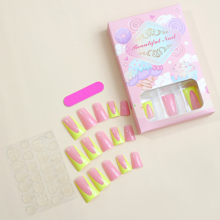 Dekoratives Press-On Nagelkunst-Kit mit lebhaften Farbblockdesigns Karnz