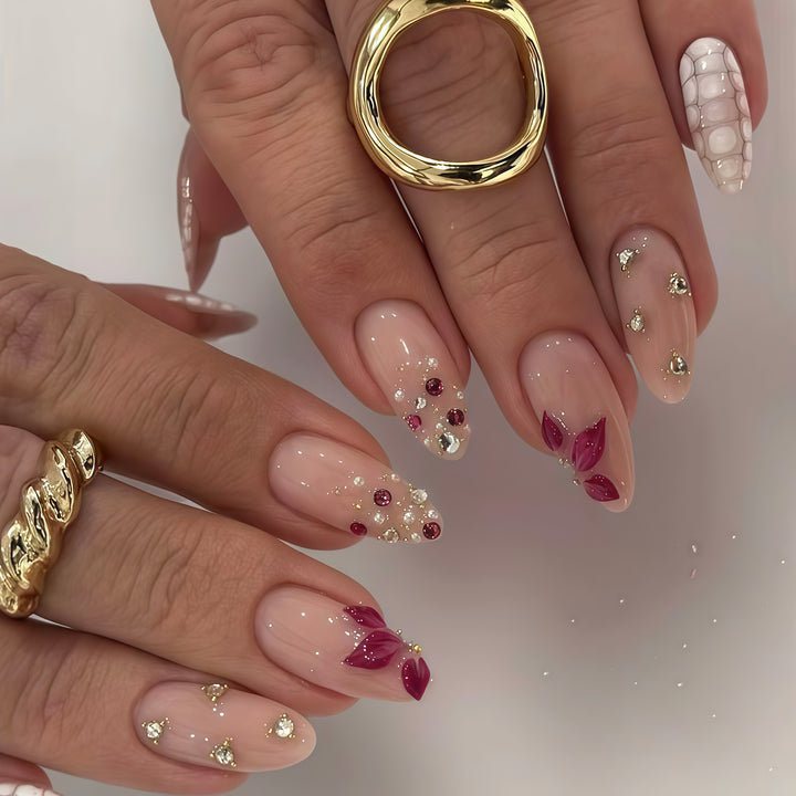 Elegante Blumendruck-Acryl-Nagelverlängerungen Karnz 1787913980