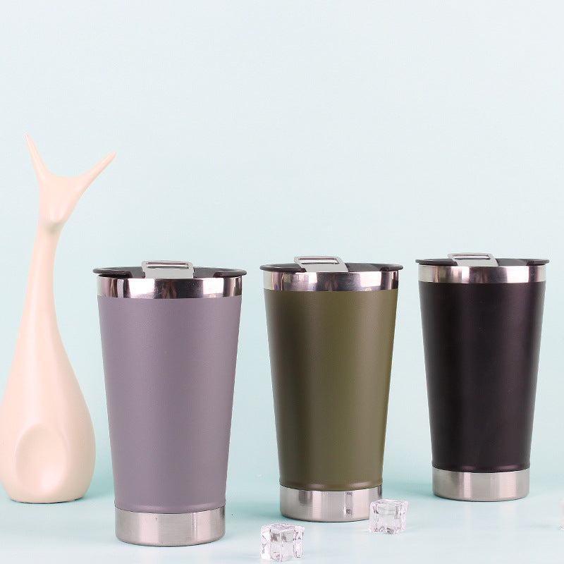 Unisex Isolierter Edelstahl-Trinkbecher mit Deckel und Anti-Rutsch-Beschichtung Karnz