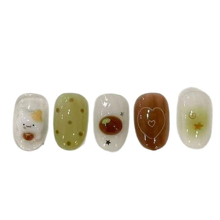 Verspielt Hase-Themen Press-On Nagelkunst Set Karnz