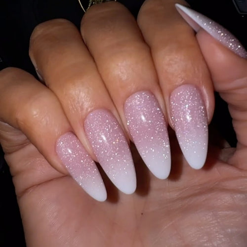 Glamouröse Ombre Glitter Nagelverlängerungen Karnz