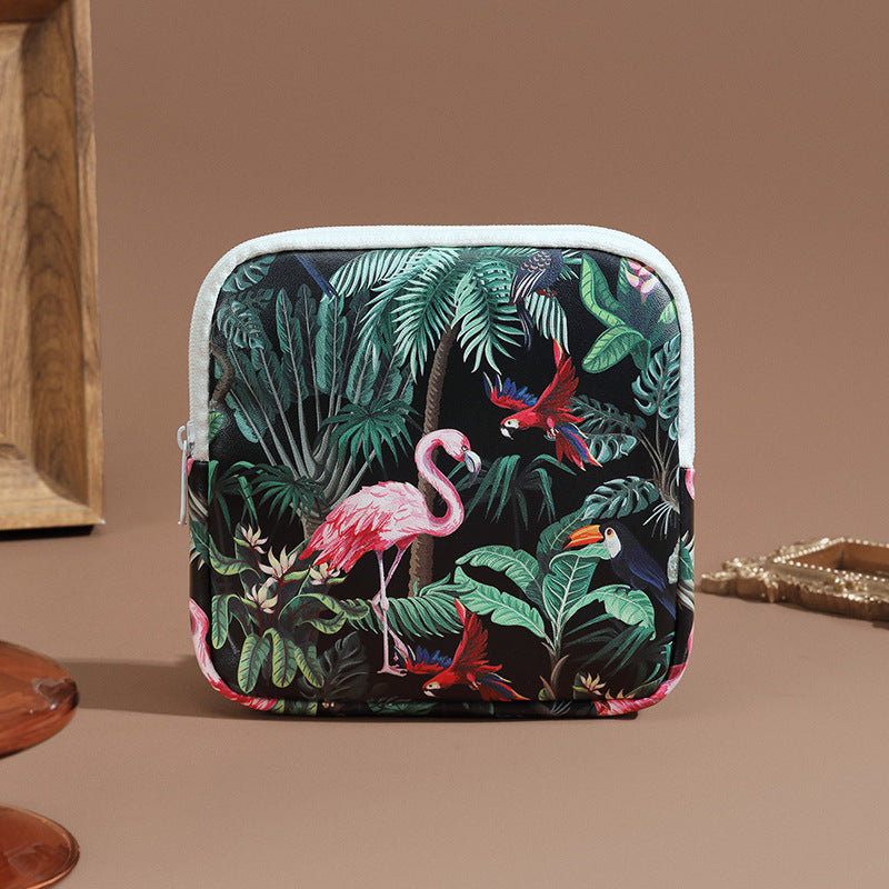Blumenmuster Reißverschluss-Make-up-Tasche