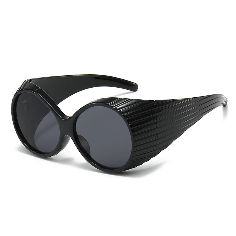 Damen Oversized Cat-Eye Sonnenbrille mit stilvollem, strukturiertem Rahmen Karnz