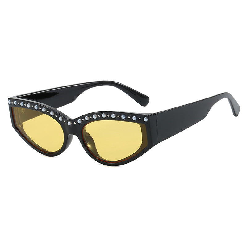 Damen Cat-Eye Sonnenbrille mit funkelndem Strassbesatz und animalischem Muster Karnz