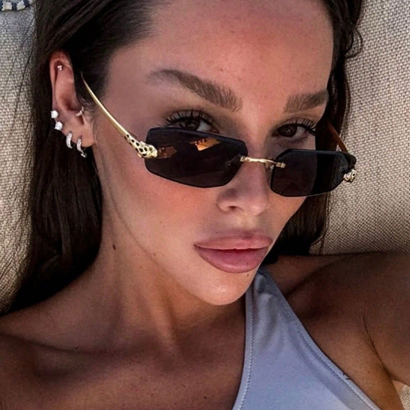 Damen elegante Halbgestell Sonnenbrille Karnz