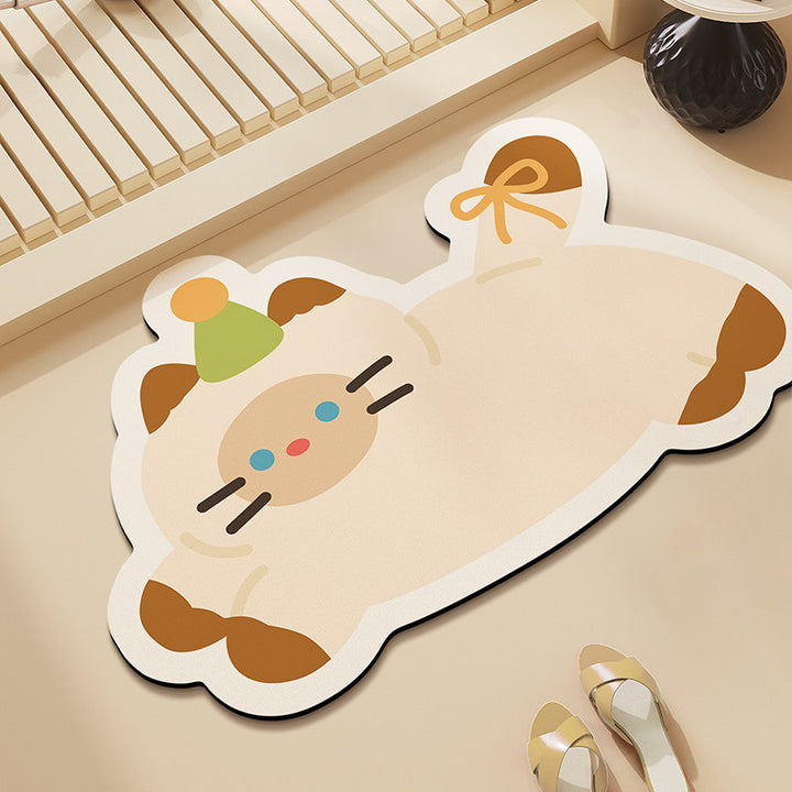 Cartoon Katze-geformte Plush Badmatte