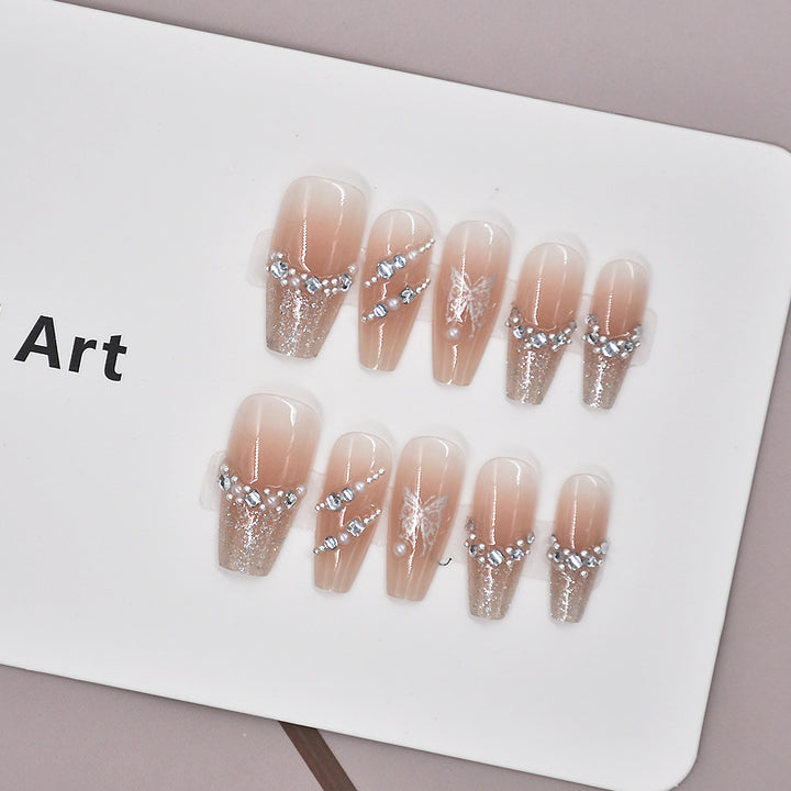 Elegante Kristall-verzierte Druck-Nagelkunst Karnz