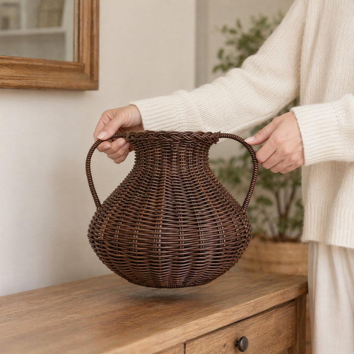 Deko-Vase Aus Rattan Karnz
