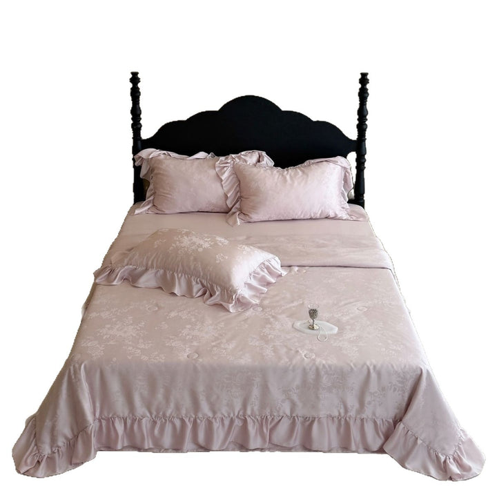 Luxus-Satin-Bettset mit Jacquard-Relief und Volantkanten