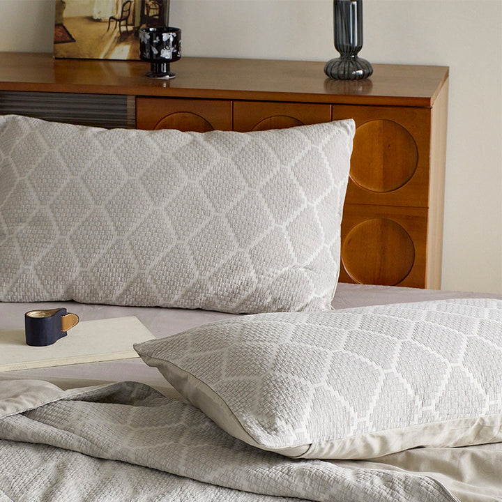 Baumwoll-Leinen Wendebettwäsche-Set mit gewebtem Blumenjacquard