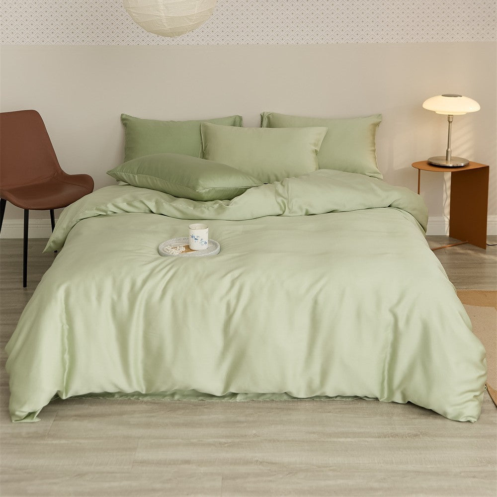 Wendbares Satin-Bettwäscheset mit seidig-glänzendem Griff und hautfreundlichem Baumwollmix