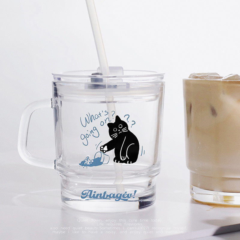 Damen lustiger Teeglasbecher mit künstlerischem Katzenmotiv Karnz