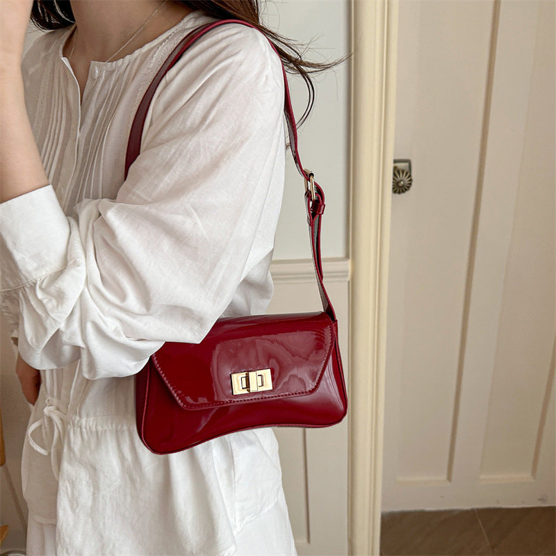 Elegante patentierte Leder Mini-Schultertasche