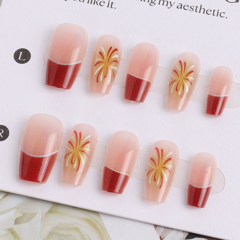 Künstlerisches French Tip Press-On Nagelset