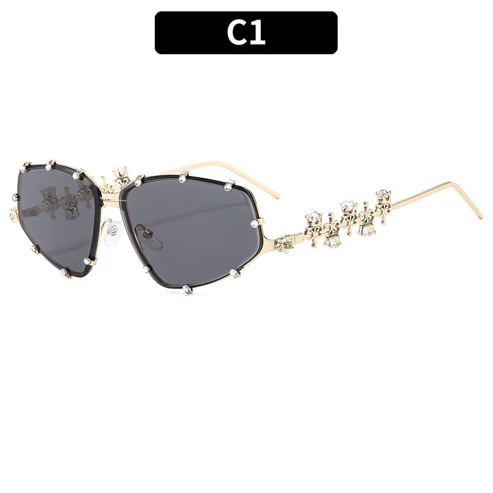 Modische geometrische Schildbrille mit Strass-Akzenten
