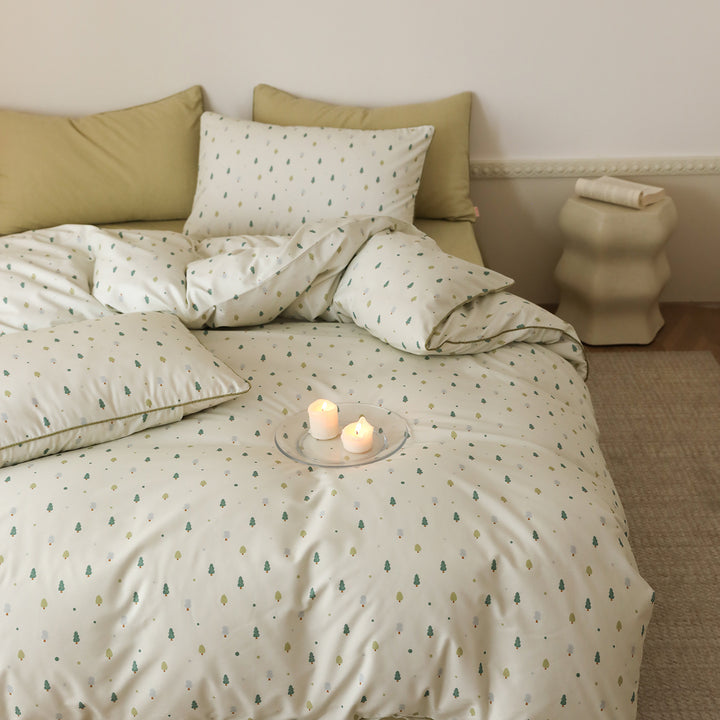 Mini-Tree Bedruckte Baumwoll-Percale Bettbezug & Kissenbezug Set