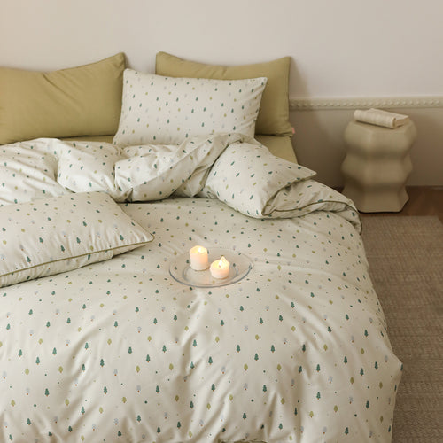 Mini-Tree Bedruckte Baumwoll-Percale Bettbezug & Kissenbezug Set