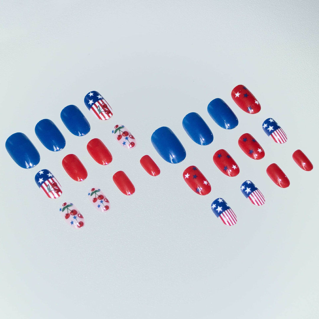 Patriotisches Kirsch-Themen-Nagelkunst-Set