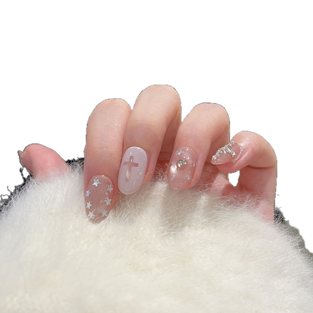 Künstlerischer Glitter-Akzent Press-On Nagel Set Karnz