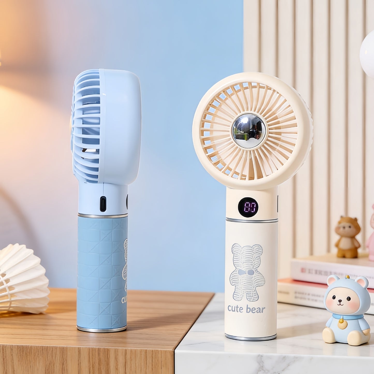 Damen Tragbarer Handventilator mit Temperaturanzeige Karnz