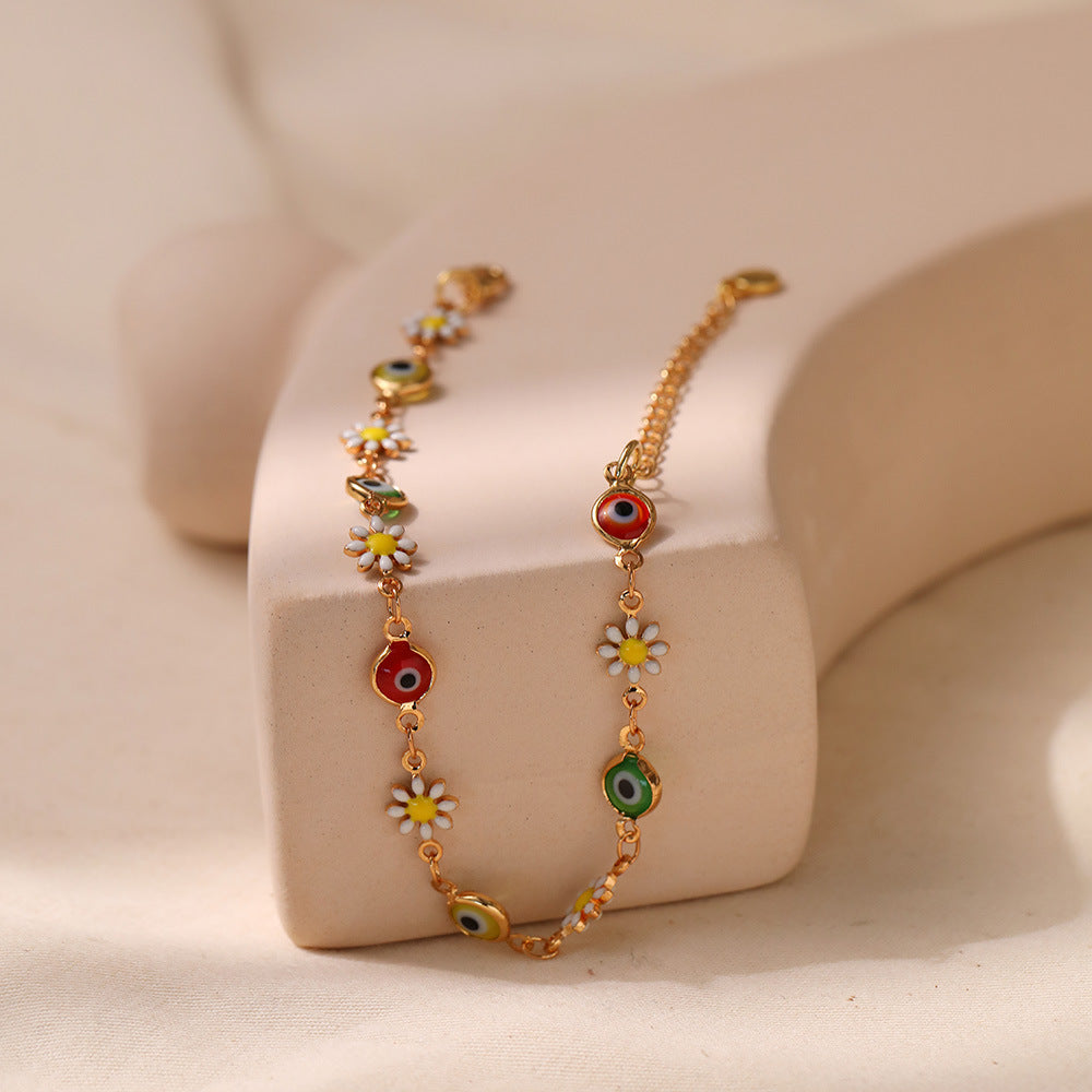 Floral Evil Eye Charm Fußkette Karnz
