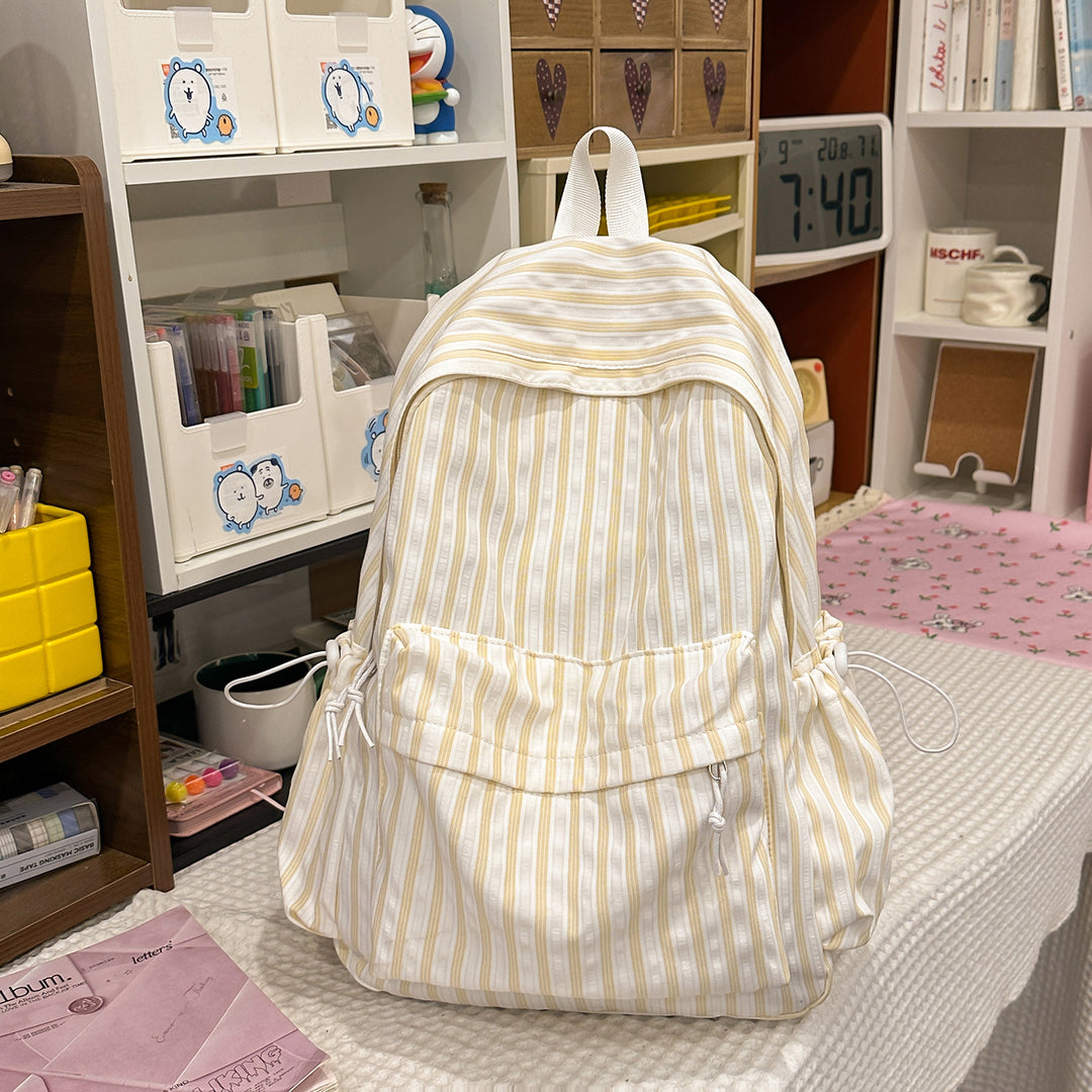Chic Gestreifter Canvas Rucksack Karnz