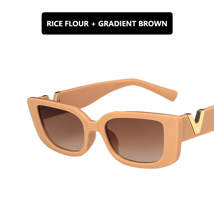Damen moderne Cat-Eye Sonnenbrille mit Metallic-Details Karnz