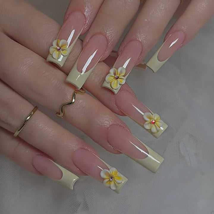 Künstlerisches Floral Press-On Nägel Set Karnz