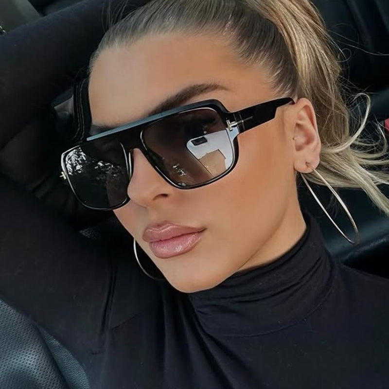 Damen modische quadratische Sonnenbrille mit trendigem Schildkrötenmuster Karnz