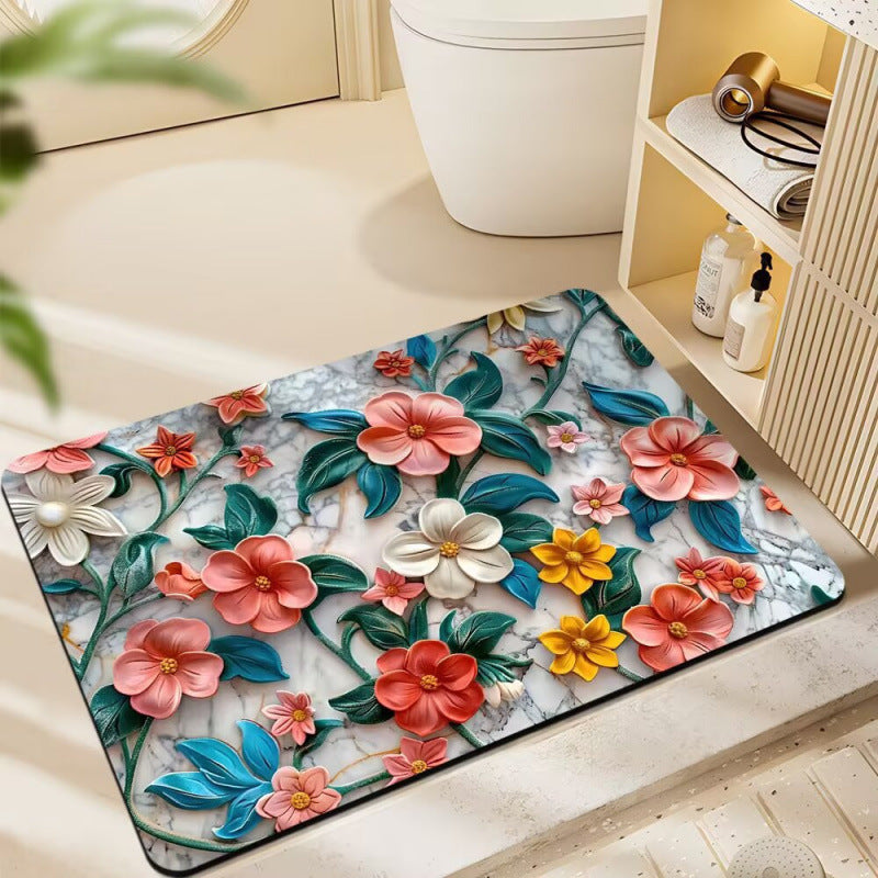 Floral-Themed Plüsch-Badematte