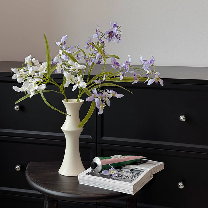 Keramische Sanduhr Bud Vase mit schmalem Hals und ausladendem Rand