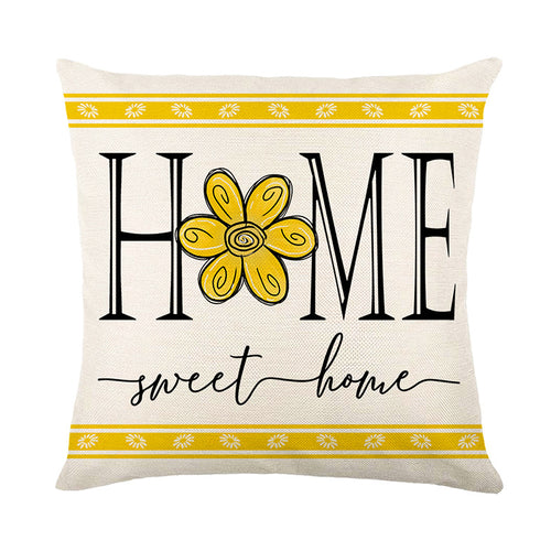 Baumwoll-Leinen Florale Home Sweet Home Kissenbezug