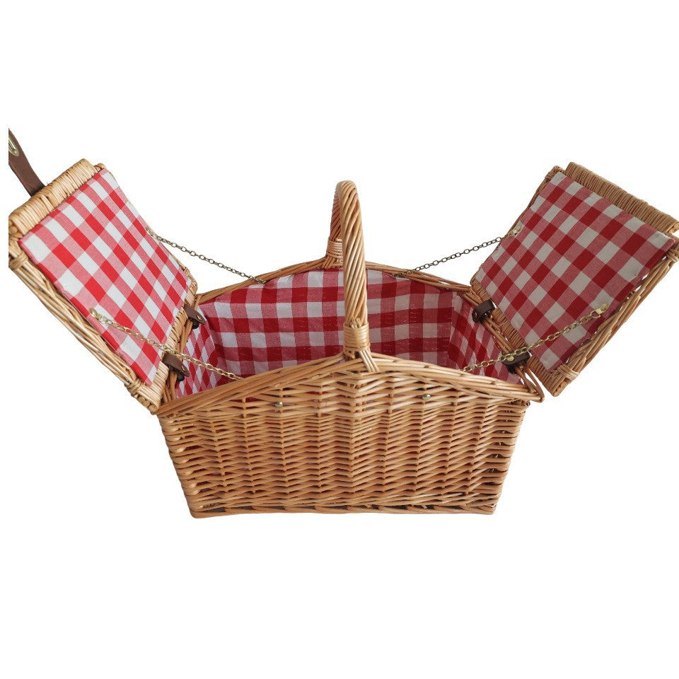 Damen Picknickkorb mit abnehmbaren Fächern und klassischem Gingham-Muster Karnz